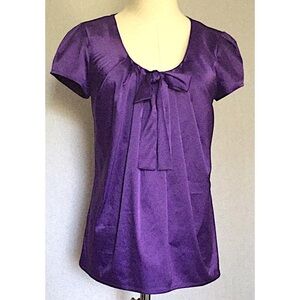 Express purple satin tie blouse